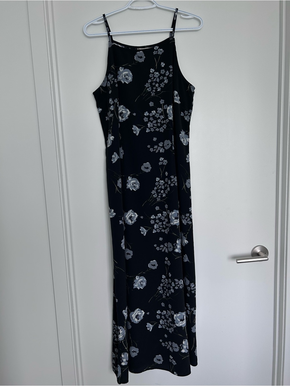 Vintage Black Floral Halter Maxi Dress
